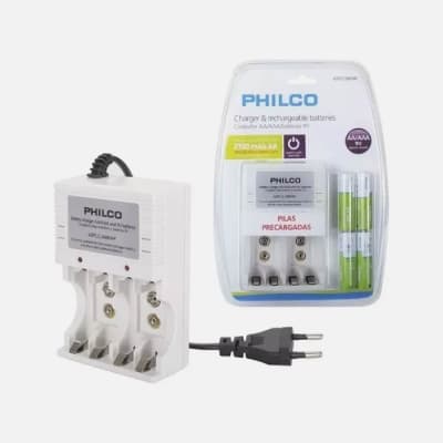 CARGADOR C/4 PILAS AA 2700 MAH PRE-CARGADAS PHILCO