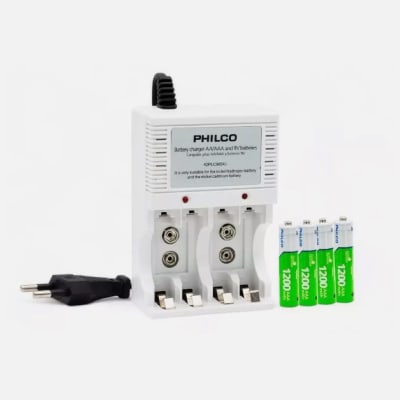CARGADOR C/4 PILAS AAA 1200 MAH PRE-CARGADAS PHILCO