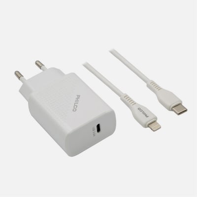 CARGADOR DE PARED QUALCOM TIPO C Y LIGHTNING CARGA RAPIDA QC624 PHILCO