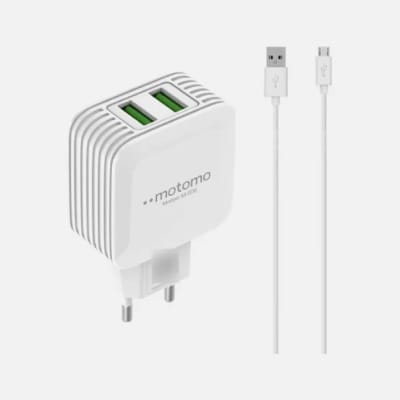 CARGADOR MOTOMO MO-006 CON CABLE MICRO USB1