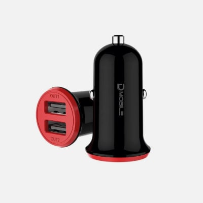 CARGADOR PARA AUTO 2USB 5V/3,4A MAX NEGRO DATACOM1