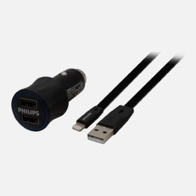 CARGADOR P/AUTO DOBLE 3.1A PHILIPS 15.5W LIGHTNING DLP2553U1