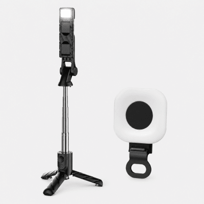 AIWA - SOPORTE TRIPODE MINI C/LUZ CELULAR AW-SLF2 + MINI PANEL LED C03 RECARGABLE PARA SMARTPHONE MO