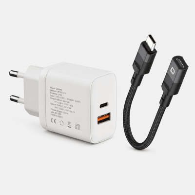 CARGADOR RAPIDO DOBLE 20W CABLE LIGHTNING BIRLINK BR10357 + ADAPTADOR TIPO C MACHO A LIGHTNING HEMBR1