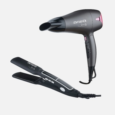 COMBO BEAUTY: SECADOR DE PELO PLEGABLE THD1839 + PLANCHA DE CABELLO AIWA