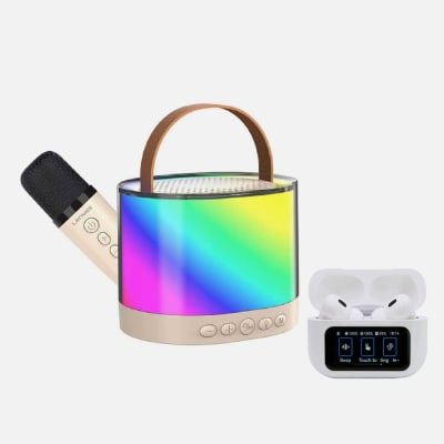 LENYES - PARLANTE KARAOKE 5W BT 5.3 S229 + Audífonos True Wireless Monster TW16E Blanco1