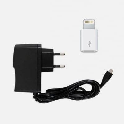 LIGHTNING MICRO USB ADAPTER APPLE + CARGADOR CELULAR MICRO USB DATACOM 4218091