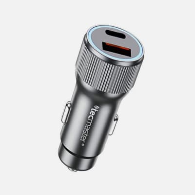 TECMASTER CARGADOR AUTOMÓVIL USB A QC + TIPO C PD TM-200525