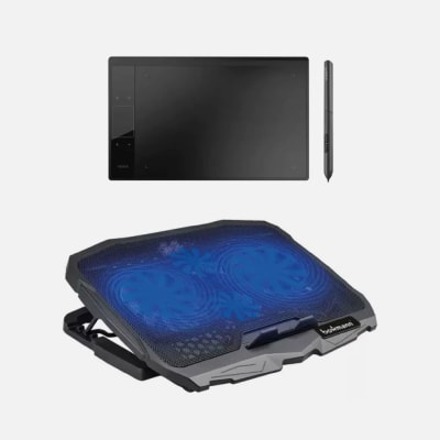 PEN TABLET A30 + Base Cooler Ajustable Notebook 4 Ventiladores Bowmann Bw-c4v