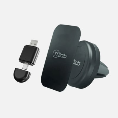 PACK VIAJERO CAR 2: RECEPTOR CARPLAY LENYES + SOPORTE DE TELEFONO MAGNÉTICO MLAB 7550 DE REGALO