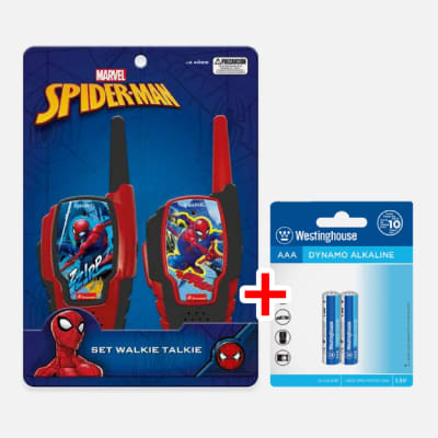 SET WALKIE TALKIE SPIDERMAN + 3 PACK DE PILAS AAAX2 WESTINGHOUSE