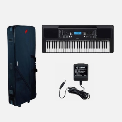 TECLADO DIGITAL PORTATIL PSRE383YAMAHA + ADAPTADOR 220V PA3C YAMAHA + SOFTCASE DE TECLADO AM940 C/RU1