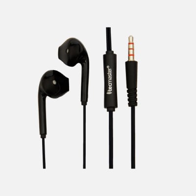 TECMASTER AURICULARES ERGONÓMICOS JACK 3.5MM NEGRO TM-300521