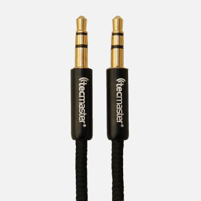 TECMASTER CABLE AUDIO 3.5 MM 1.8 MTS TEXTIL BLACK TM-CB-AU3510BK1