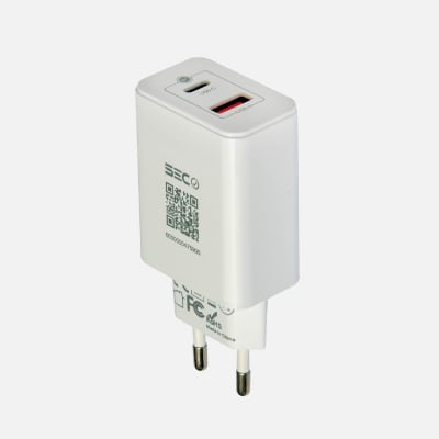 TECMASTER CARGADOR DE PARED  CARGA RÁPIDA, 1 TIPO C PD3.0 + 1 USB-A QC3.0 - 45W TM-2005401