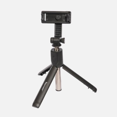 TECMASTER SELFIE STICK BLUETOOTH + TRIPODE + CONTROL REMOTO, NEGRO