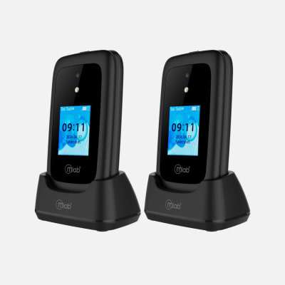 2 x Teléfono Senior Shell 4G Lte BT SOS Negro + Base de Carga Mlab