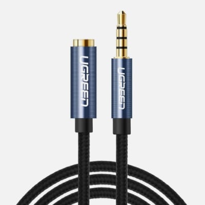 UGREEN - CABLE EXTENSION PLUG/JACK 3.5MM 4 POLOS M/H (ESTEREO+MIC) TRENZADO 2M NEG1