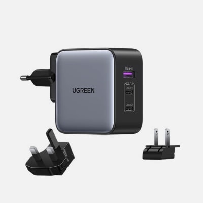 Cargador rápido de viaje 65W con adaptador internacional Ugreen