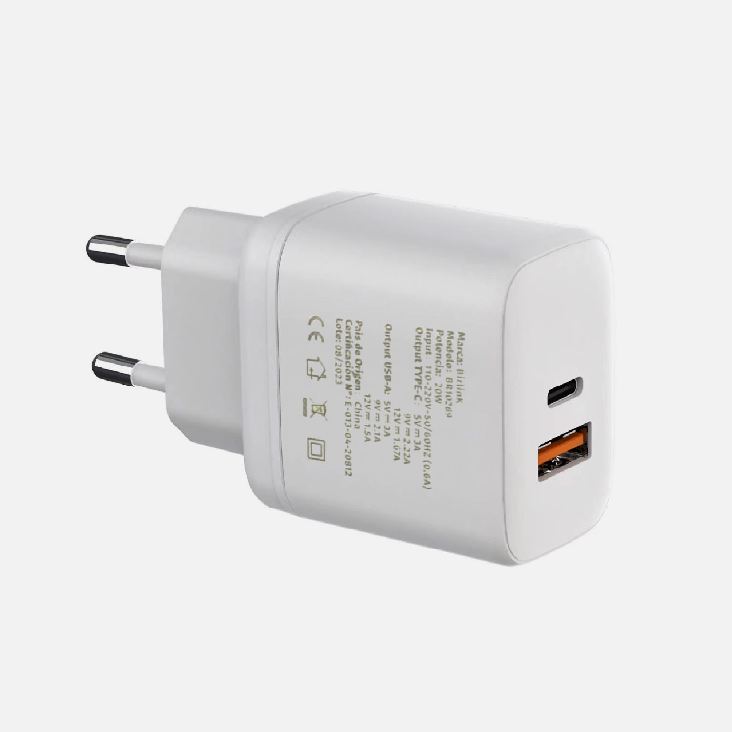 CARGADOR RAPIDO DOBLE 30W CABLE TIPO-C A TIPO-C 3A BIRLINK BR10463