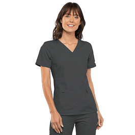 Top Cherokee Flexible Cuello V Gris1