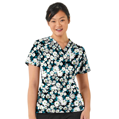 Top Wonder Flex Estampado Negro con Flores Blancas1