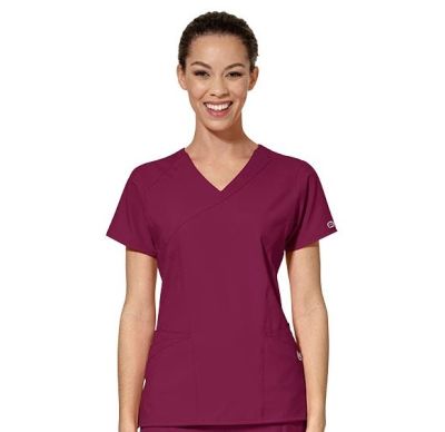 Top Wonderwink triple bolsillo burdeo1