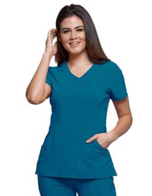 Top Cherokee Infinity Cuello V Azul Caribe1