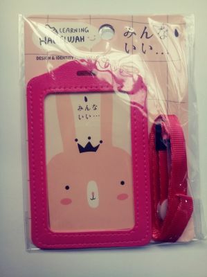 Portacredencial Ecocuero con Tira Celeste/Rosada1