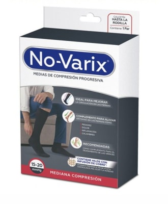 CALCETA HOMBRE NO-VARIX HILOS DE COBRE 15-20 NEGRO