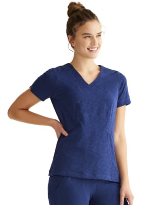 Top Healing Hands Print Azul Marino