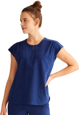 Top Healing Hands Jacquard Azul Marino