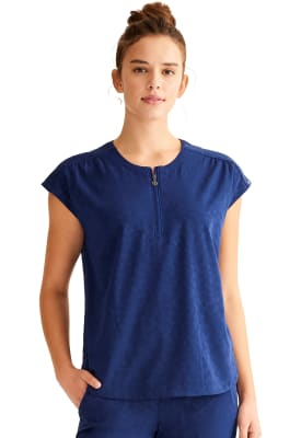Top Healing Hands Jacquard Azul Marino