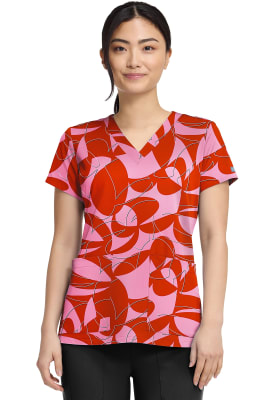 Top Medcouture Estampado Rojo con Rosado1