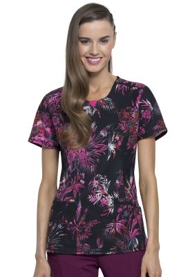 Top Cherokee negro estampado Burdeo1