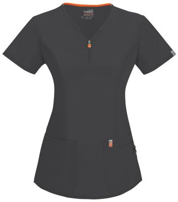 Top Code Happy Gris Cierre naranjo1