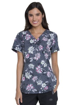 Top Dickies Estampado Flores Gris con cierre Bolsillo1