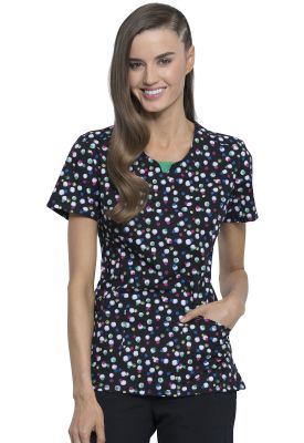 Top Cherokee Infinity cuello redondo Negro estampado puntos 1