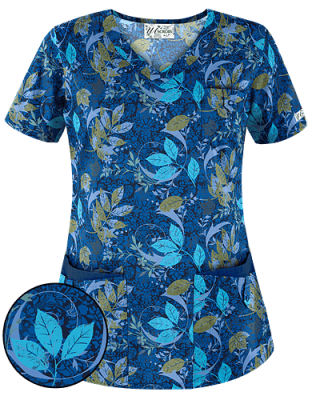 Top UA Scrubs Estampado Navy Hojas de Otoño1