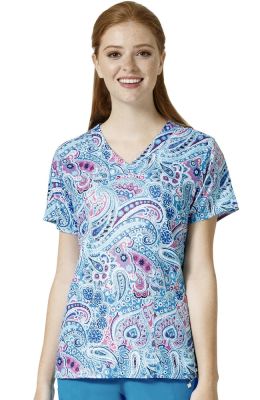 Top Wonderwink Estampado Celeste Sicodelico1