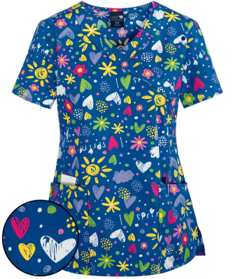 Top Zoe Chloe Estampado Azul con Soles y corazones2