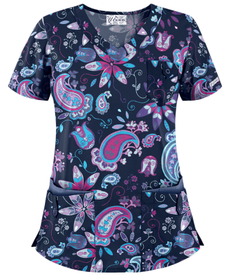 Top UA Scrubs Estampado Retro bolsillos bicolor Navy1