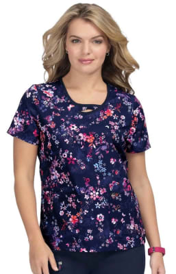 Top Koi Navy floreado cuello cruzado1