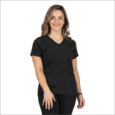 Top Wonderwink Aero Cuello V Negro1