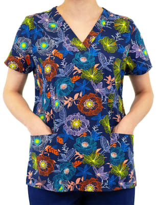 Top Maevn Navy Flores Fluorescentes