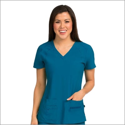 Top MedCouture Azul Caribe bolsillo anterior con cierre1