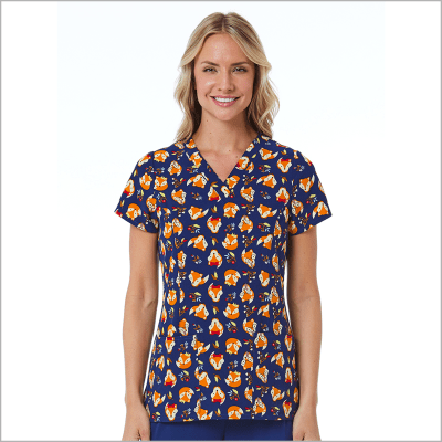 Top Zoe Chloe Navy Estampado Zorros1