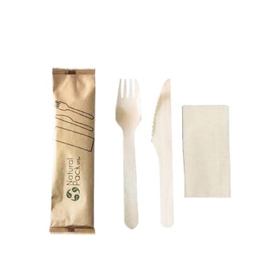 SET TENEDOR + CUCHILLO Y SERVILLETA