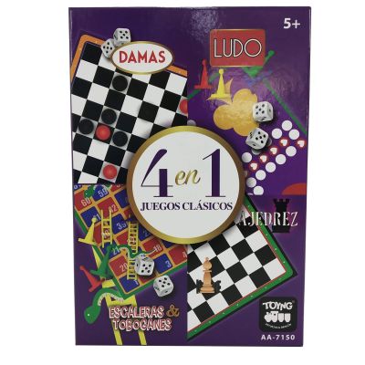 4 EN 1 JUEGOS CLASICOS (DAMAS - LUDO - AJEDREZ - ESCALERAS Y TOBOGANES) 4 EN 1 JUEGOS CLASICOS (DAMAS - LUDO - AJEDREZ - ESCALERAS Y TOBOGANES)