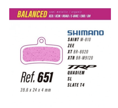 Pastillas 651 para Shimano Saint, Zee, XT, XTR